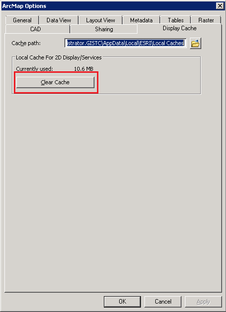 ArcMap Option Window