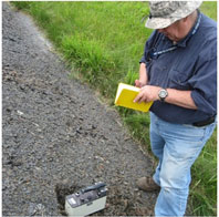 Marcellus Outcrop with Geiger counter