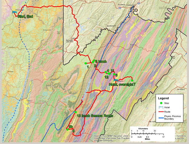 Route of Field Trip