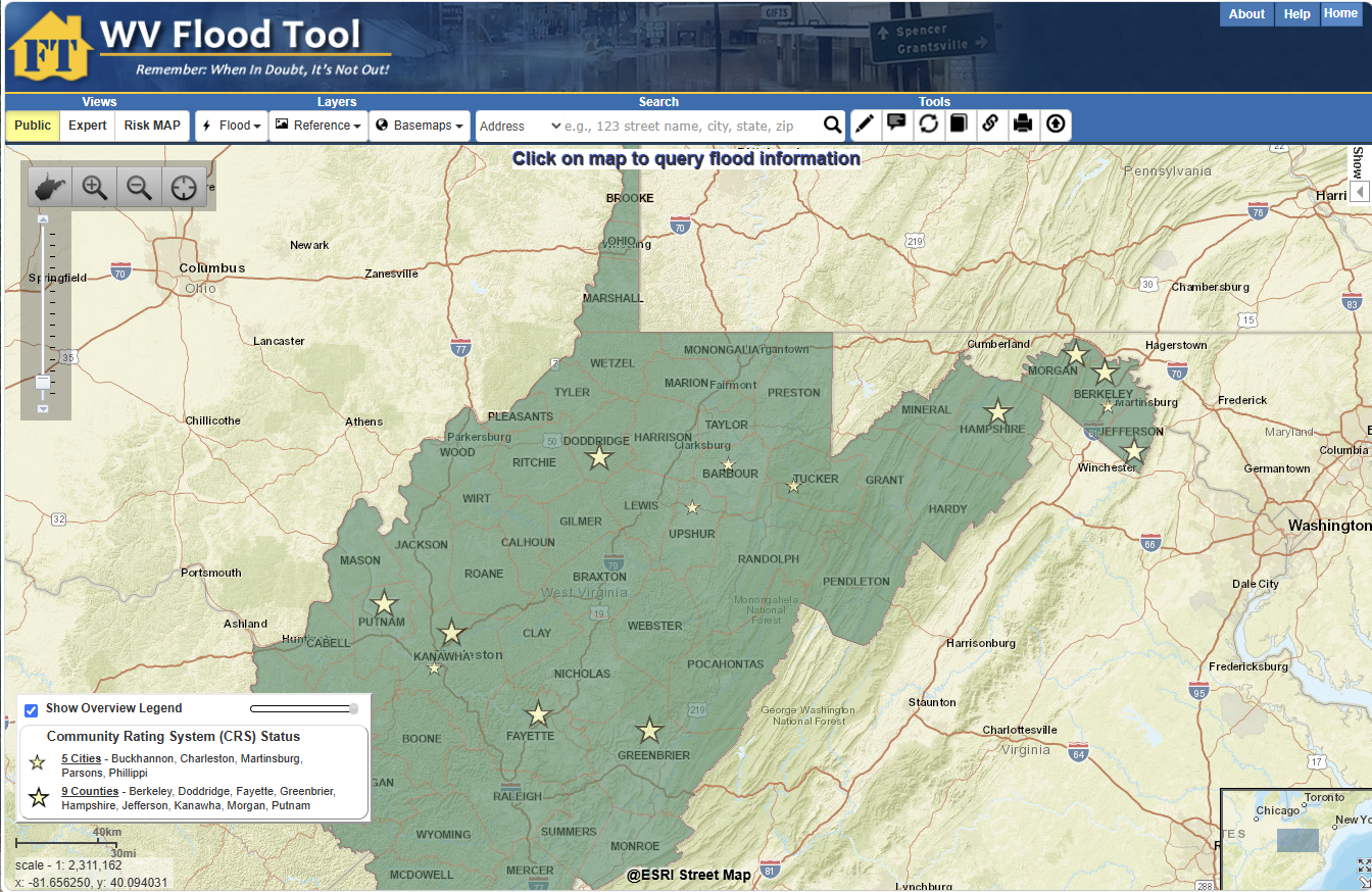 Image of the WV Flood Tool Website