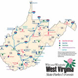 map of West Virginia showing state park locations